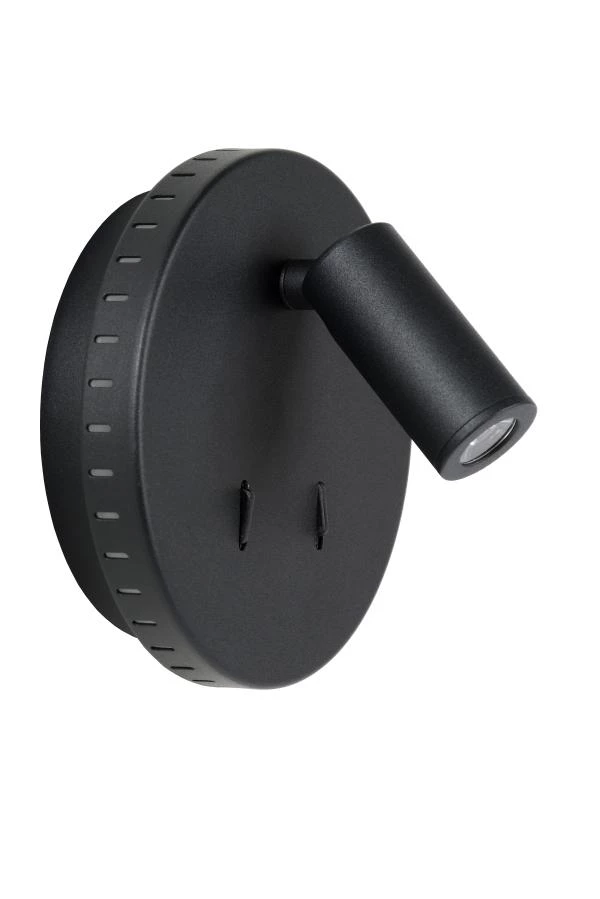 Lucide BENTJER - Bedlamp / Wandlamp - Ø 14 cm - LED - 3000K - Zwart - uitgezet